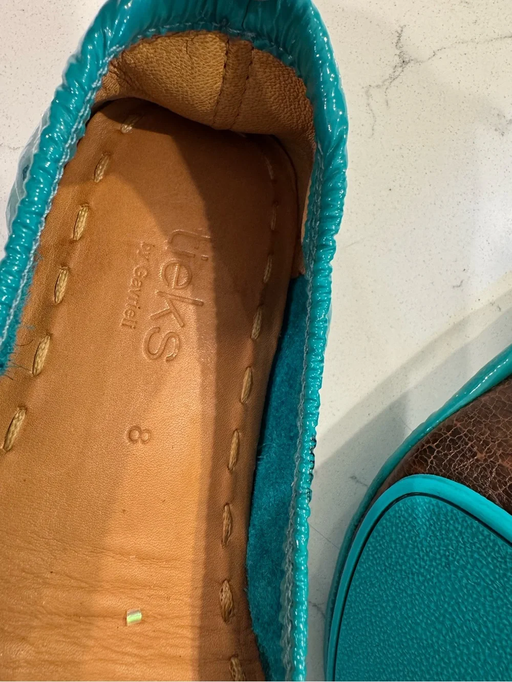 Tieks Blue Patent Flat Shoes